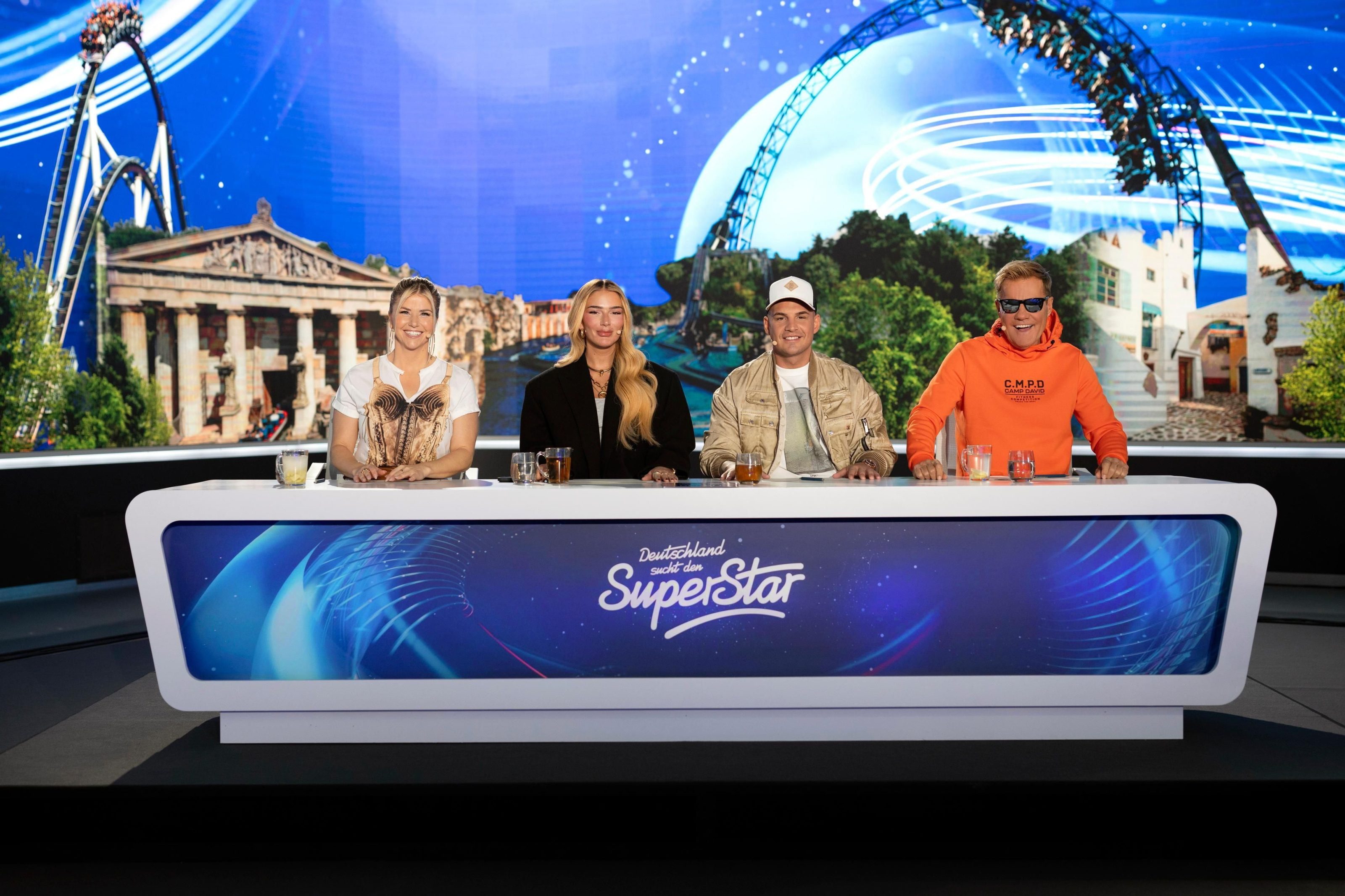 Die Jury mit (v.l.) Beatrice Egli, Loredana, Pietro Lombardi und Dieter Bohlen.