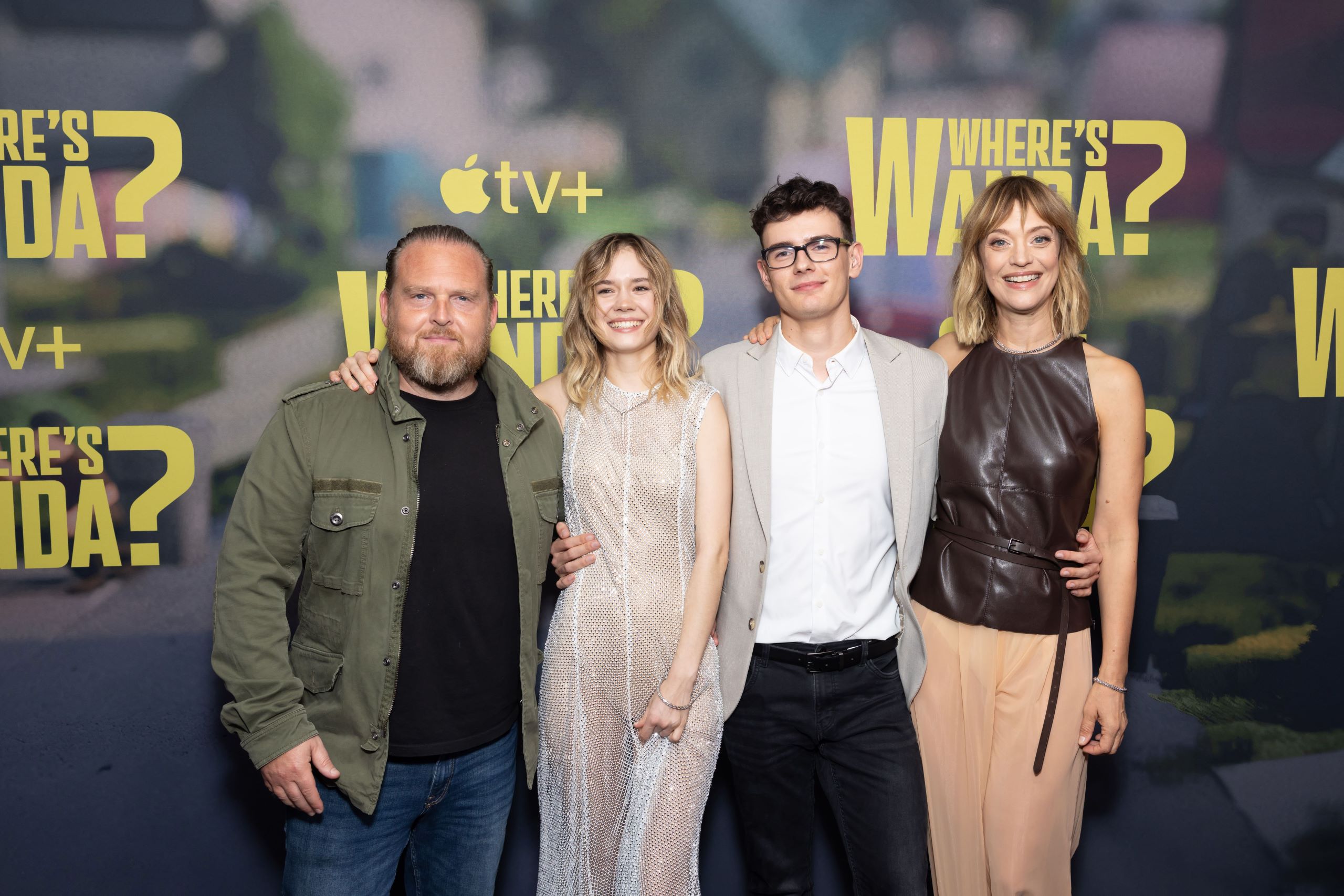 Axel Stein, Lea Drinda, Leo Simon und Heike Makatsch bei der Premiere von WHERE’S WANDA? in Berlin (von links)